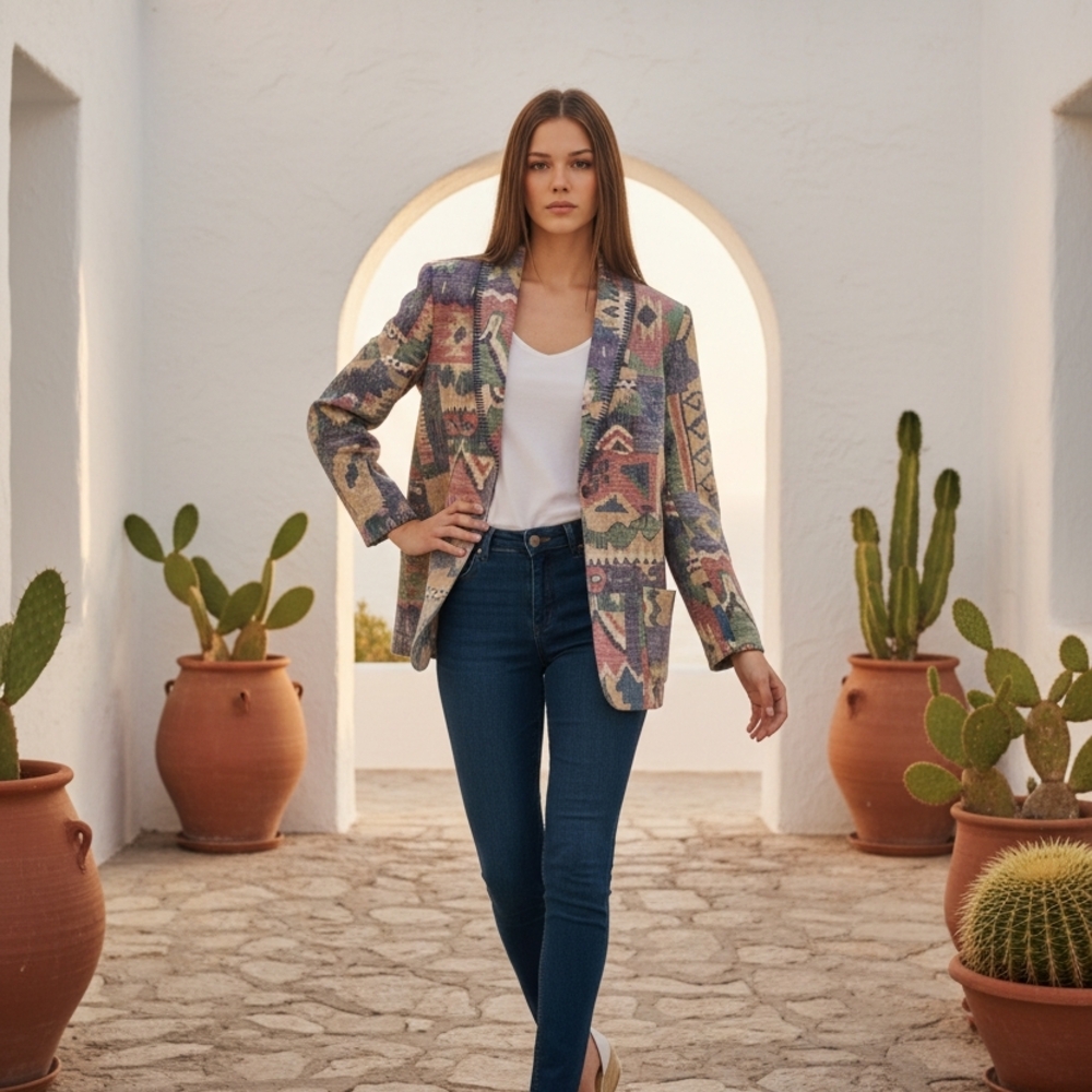 Circle T Women's Multicolor Patterned Blazer